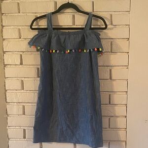 Lands End Chambray Tassel Dress